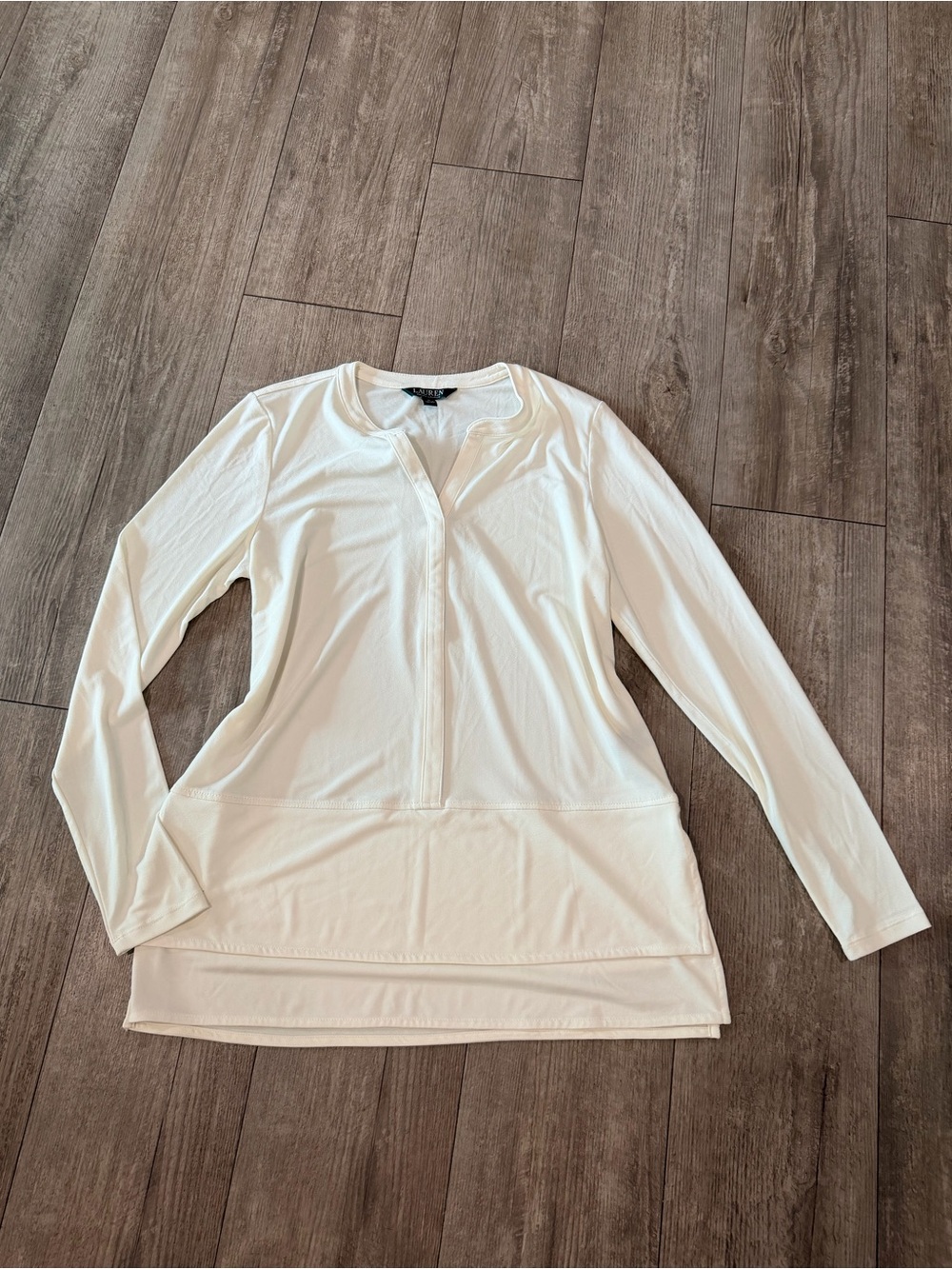 Lauren Ralph Lauren White Long-Sleeve Henley Top